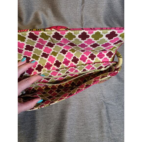 Bag Vera Bradley Knot Just A Clutch Hello Dahlia Pocket Book Handle Handbag - Picture 4 of 7